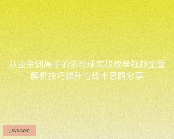 从业余到高手的羽毛球实战教学视频全面解析技巧提升与战术思路分享